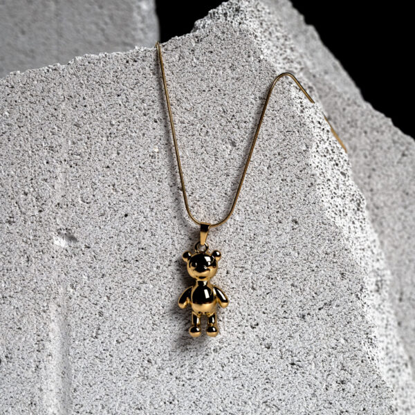 Γυναικείο κολιέ από ανοξείδωτο επιχρυσωμένο ατσάλι με αρκουδάκι