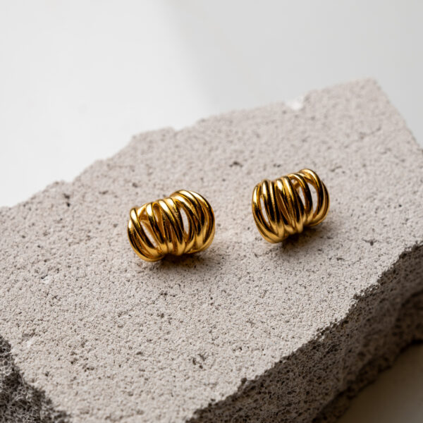 Γυναικεία σκουλαρίκια Spiral Glow από ανοξείδωτο επιχρυσωμένο ατσάλι