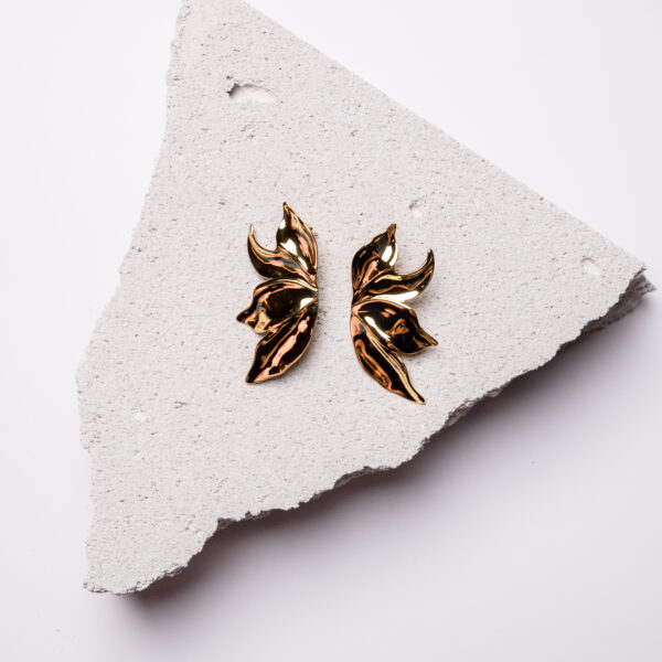 Γυναικεία σκουλαρίκια wings από ανοξείδωτο επιχρυσωμένο ατσάλι