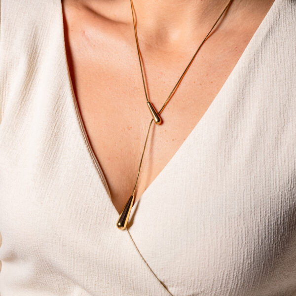 Γυναικείο κολιέ necktie από ανοξείδωτο επιχρυσωμένο ατσάλι